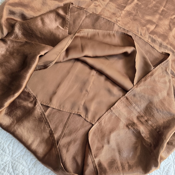 Everlane Satin Square Neck Midi Maxi Slip Dress Carob Brown Size 10 - Picture 14 of 16